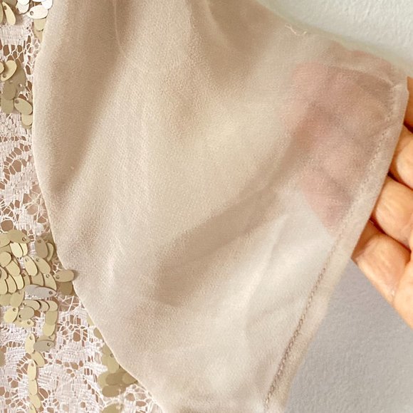 BNWT Tu Women's Cream Beige Sequin Embellished Blouse Size 14 - Picture 10 of 13